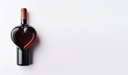 Heart-shaped bottle of red wine