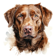 watercolor Chesapeake Bay Retriever clipart, Generative Ai