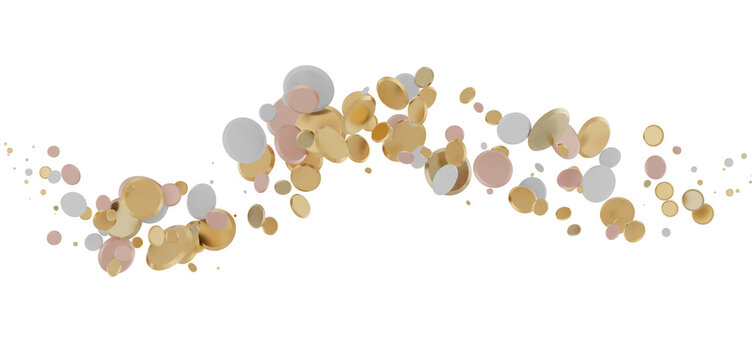 Enchanting Euphoria: Breathtaking 3D Illustration of Enchanting gold Confetti