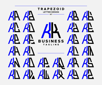 Modern line abstract trapezoid letter K KK logo design set