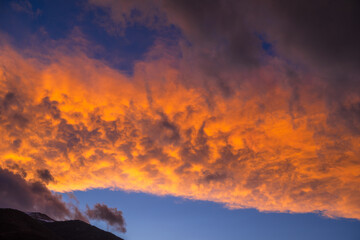 Colorful sky at winter sunset in Vanadzor