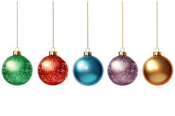 Red and gold Christmas balls hanging on a rope, Christmas ball PNG, Christmas balls set