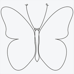Continuous line hand drawing vector illustration butterfly art