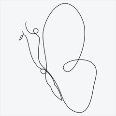 Continuous line hand drawing vector illustration butterfly art