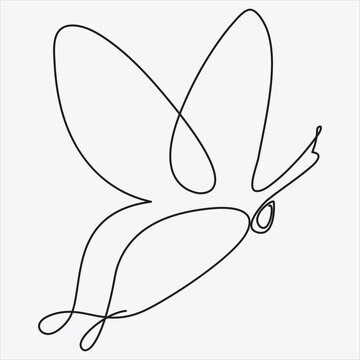 Continuous line hand drawing vector illustration butterfly art