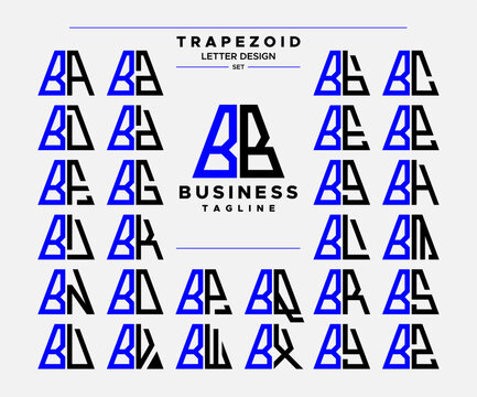 Modern line abstract trapezoid letter B BB logo design set