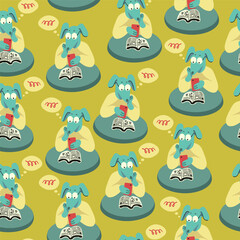seamless pattern with dogs in vector. characters in flat style. Template for wrapping, wallpaper, background for app website. A series of furry dogs