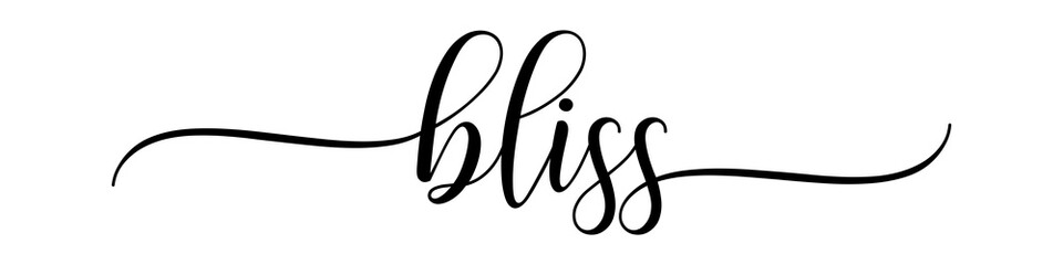 Bliss – Calligraphy brush text banner with transparent background.