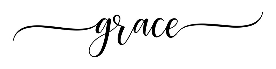 Fototapeta na wymiar Grace – Calligraphy brush text banner with transparent background.