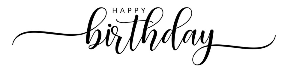 Happy birthday – Calligraphy brush text banner with transparent background.