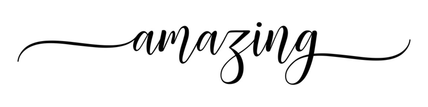 Amazing – Calligraphy brush text banner with transparent background.