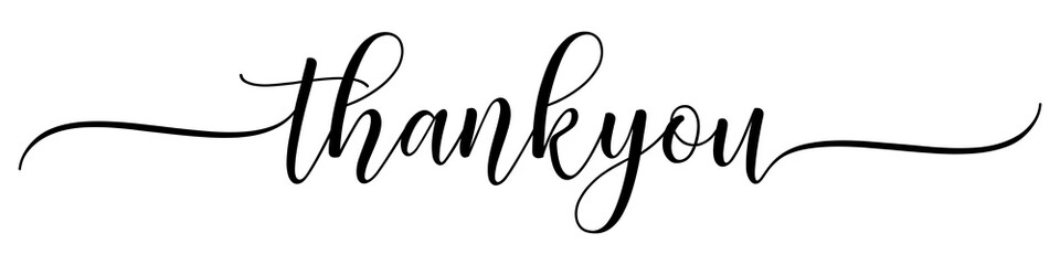 Fototapeta premium Thank you – Calligraphy brush text banner with transparent background.