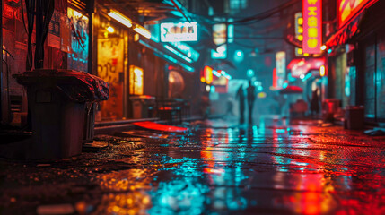 Cyberpunk Tokyo street, japanese nightlife, Generative AI