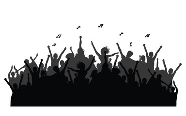 Silhouette party celebrating cheerful crowd people. Vector illustration.