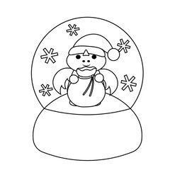 Snow globe with cute Dragon Santa in black and white