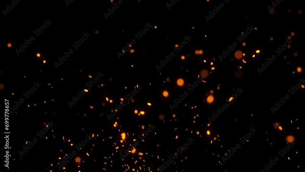 Canvas Prints seamless loop random flying fire sparks on black background.