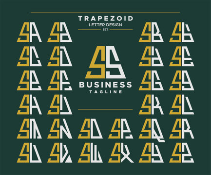 Set of geometric trapezoid shape letter S SS logo design