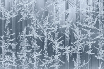 Beautiful ice pattern on polymer surface. Macrophotography. Copy space.