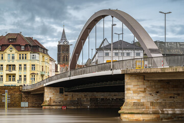 Weserbrücke Marienkirche Minden Hochwasser