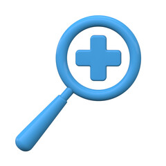 Fototapeta premium 3D magnifying glass with lens on white background. Researching and education concept. Lupe for zoom and analyze. Render solid illustration