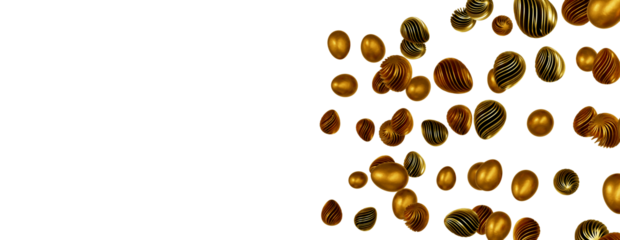 Easter eggs collection. White and gold 3d elegant design elements.