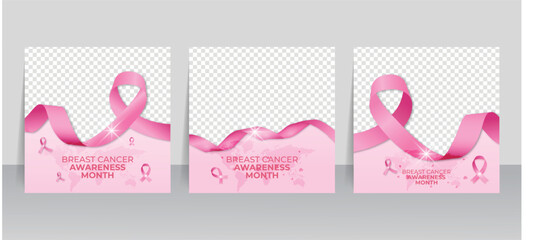 Breast cancer social media post web banner layout design vector illustrator 