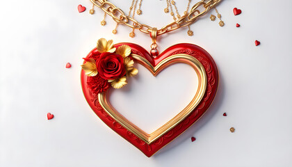 Nice image of droopy 3d decorative red love heart on white wall