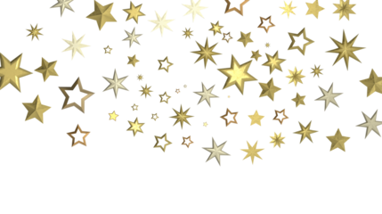 Gilded Wonders Unleashed: 3D Gold Stars Rain Illustration Mesmerizes Viewers