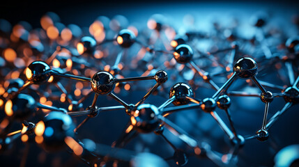 Nanotechnology Structure with Spherical Molecules on a Hexagonal Grid, Representing Advanced Scientific Research and Molecular Chemistry