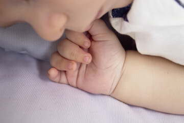 Two month old baby hand