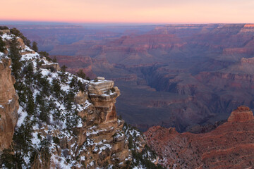 Majestic Sunrise Over Snow-Kissed Grand Canyon