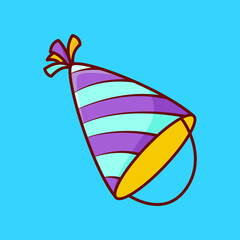Vector cute Party Hat illustration cartoon doodle flat colorful line art vector design isolated object icon