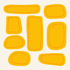 Hand drawn doodle frames set. Sketchy square, rectangular, circle empty boxes. Cartoon style line frames and boxes design