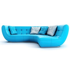 Fototapeta na wymiar Sectional sofa skyblue