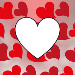 White colour empty Heart Surrounded by Red Hearts, Exclusive Valentine's Day Template, valentine background with hearts
