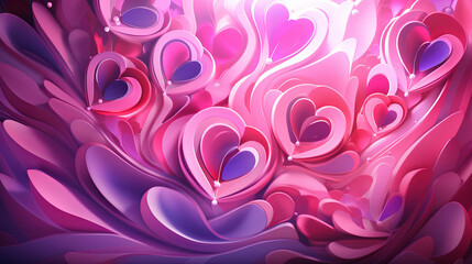 Valentine's day background. Abstract background with colorful pink and purple heartlike shapes.