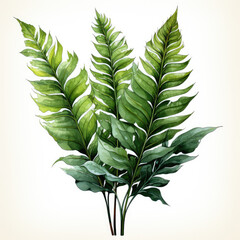 watercolor fern plant clipart, Generative Ai