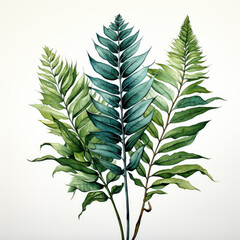 watercolor fern plant clipart, Generative Ai