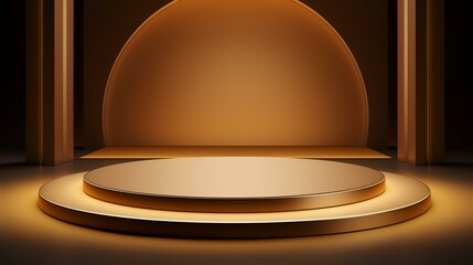 gold podium in a product advertising stage background