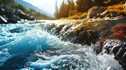 A montage of diverse water sources, from rivers to oceans, highlighting the global scope of World Water Day and the interconnectedness of water systems. [World Water Day] - obrazy, fototapety, plakaty
