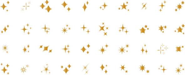 Set of sparkles star icons.Rating star .Bright vector stars.Flash,shine sparkle icon,glare,light,blink star. Modern simple golden stars collection.