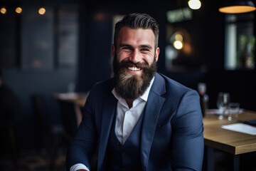 Fototapeta premium Trusted Counsel: Mature, Grinning Therapist in Warm Space