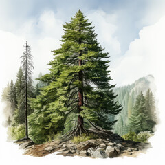 watercolor Norway spruce clipart, Generative Ai