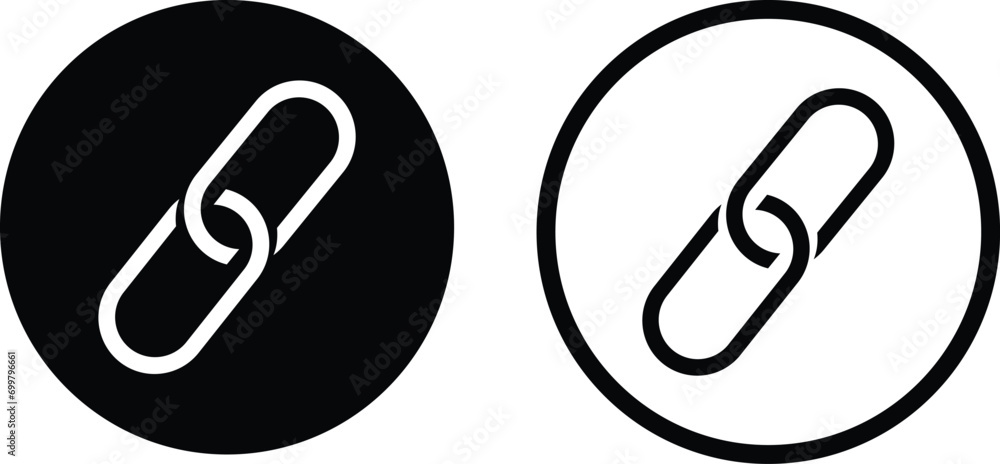 Poster link icon set in two styles isolated on white background . chain icon vector