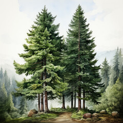 Fototapeta na wymiar watercolor Norway spruce clipart, Generative Ai