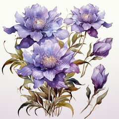 watercolor Purple passionflower clipart, Generative Ai