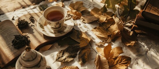 Reading tea leaves in chamois shapes. - obrazy, fototapety, plakaty