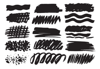 Big collection of grunge black paint, ink brush strokes. Brushes, lines, brush, strokes, grunge, dirty, backdrop. Grunge backgrounds set - stock vector.