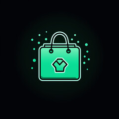 Turquoise shopping bag with a T-shirt symbol - 4K