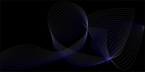 Abstract black vector background with curved lines. Modern abstract gradient wavy geometric background. Suitable for landing page, website, banner, poster, cover, postcard.